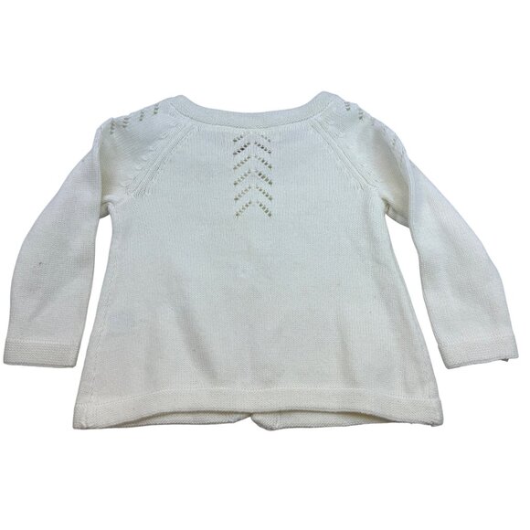 Hope & Henry Girls White Cotton Sweater Knit Cardigan Chevron Pattern Sz 12-18M - Picture 2 of 7